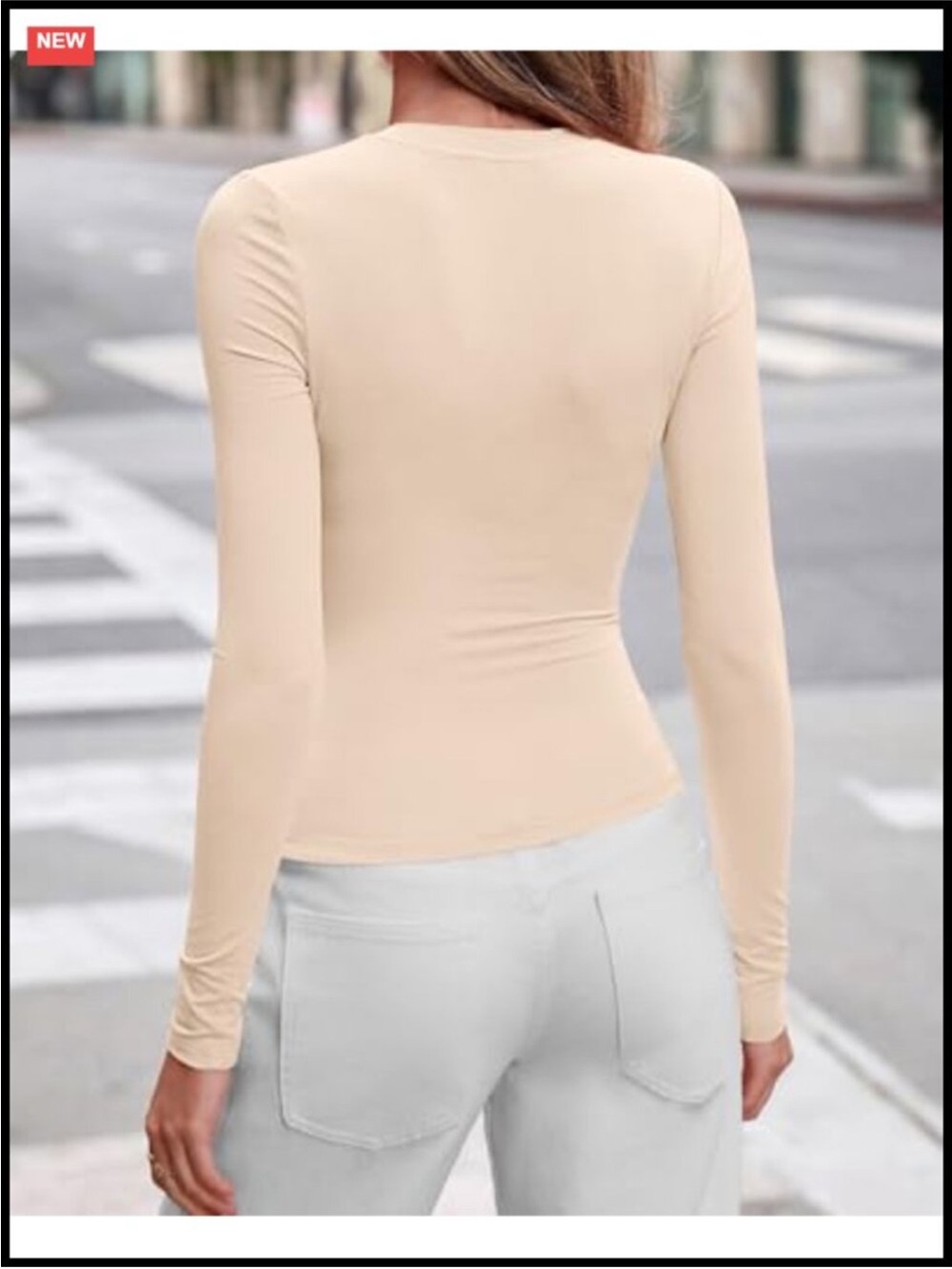 Twist Front Knit Blouse, Long Sleeve, Business Casual Fitted Top, Stretchable, - Picture 2 of 7